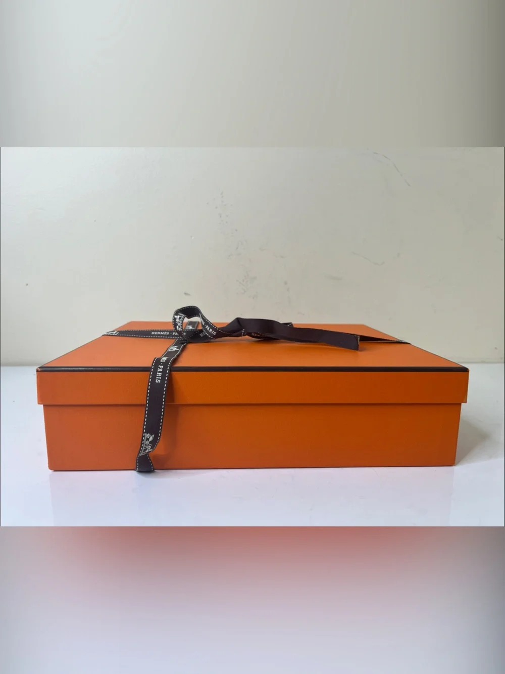 Hermès Signature Orange Empty Gift Box with Branded Ribbon